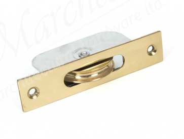 Square Ended Sash Pulley - Polished Brass