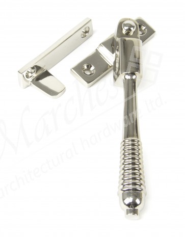 Reeded Night Vent Locking Fastener - Polished Nickel 