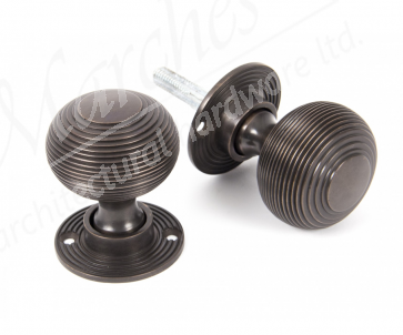 Heavy Beehive Mortice/Rim Knobs - Aged Bronze 