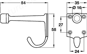 Traditional buffered coat hook