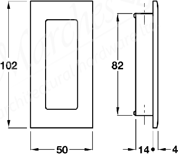 Flush Pull Handle 102x50mm Pb