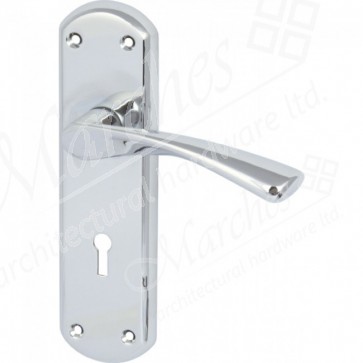 Olton Lever Lock Handle Set - Polished Chrome