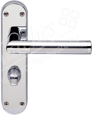 Mitred Lever Bathroom Handle - Polished Chorme/Satin Chrome