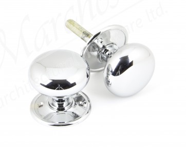 Small Mushroom Mortice/Rim Knob Sets - Polished Chrome