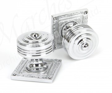 Tewkesbury Square Mortice Knob Set - Polished Chrome