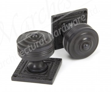 Tewkesbury Square Mortice Knob Set - Aged Bronze