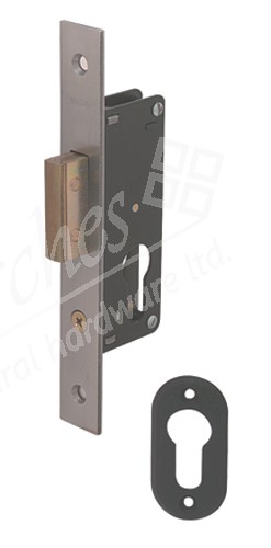 Mortice cylinder deadlock case, 20-35 mm backset, narrow stile