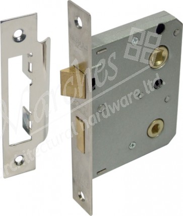 Mortice bathroom lock, 57 mm lock centres, 44/57 mm backset, for wooden doors