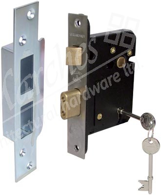 Mortice 5 lever sash lock, 57 mm lock centres, 44 mm backset, BS 3621: 2007