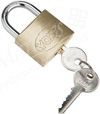 Standard brass padlock, keyed to differ