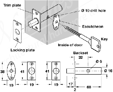 Mortice Rack Bolt Pol Brass