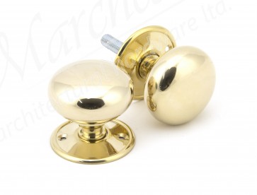 Large Mushroom Mortice/Rim Knob Sets - Polished Brass