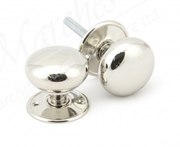 Large Mushroom Mortice/Rim Knob Sets - Polished Nickel