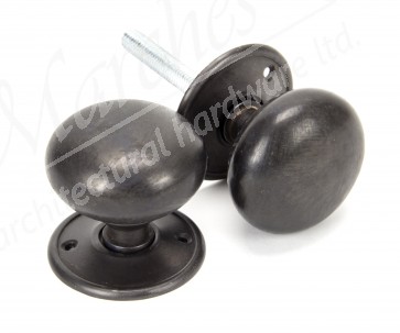 Large Mushroom Mortice/Rim Knob Sets - Aged Bronze