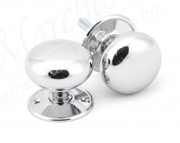 Large Mushroom Mortice/Rim Knob Sets - Polished Chrome