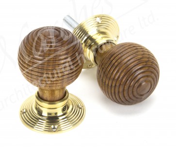 Rosewood Beehive Mortice/Rim Knob Sets - Polished Brass Roses