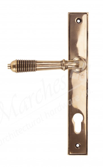 Reeded Slimline Lever Espag. Lock Set - Polished Bronze