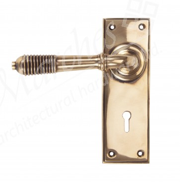 Reeded Lever Lock Set - Polished Bronze