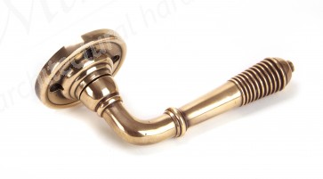 Reeded Lever on Rose Set - Polished Bronze