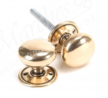 Mushroom Mortice/Rim Knob Set - Polished Bronze 