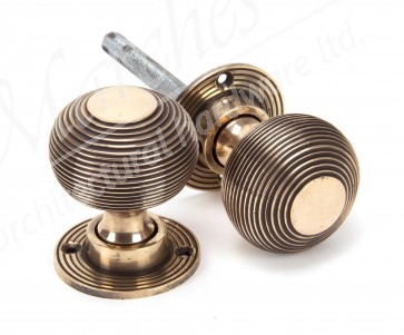 Heavy Beehive Mortice/Rim Knobs - Polished Bronze