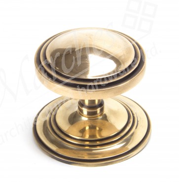 Art Deco Centre Door Knob - Polished Bronze