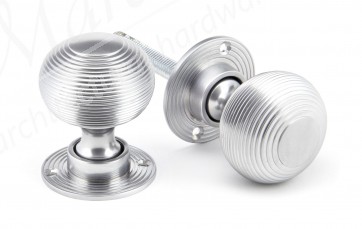 Heavy Beehive Mortice/Rim Knobs - Satin Chrome