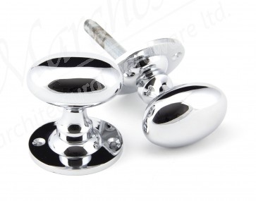 Oval Mortice/Rim Knob Set - Polished Chrome