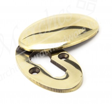 Period Oval Covered Escutcheon - Aged Brass