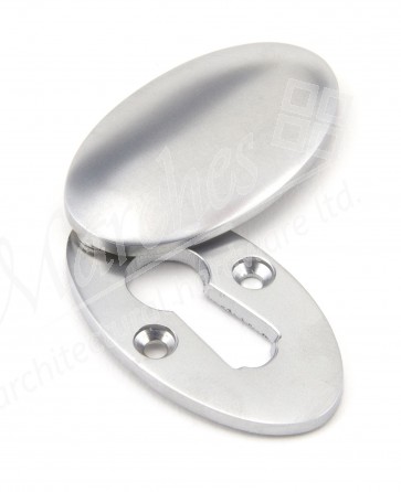 Period Oval Covered Escutcheon - Satin Chrome