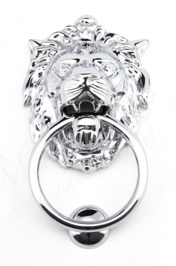 Lion Head Door Knocker - Polished Chrome