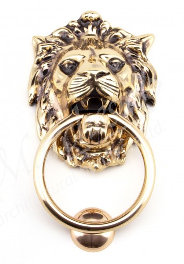 Lion Head Knocker - Polished Bronze