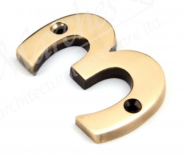 Numeral 3 - Polished Bronze