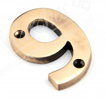 Numeral 9 - Polished Bronze
