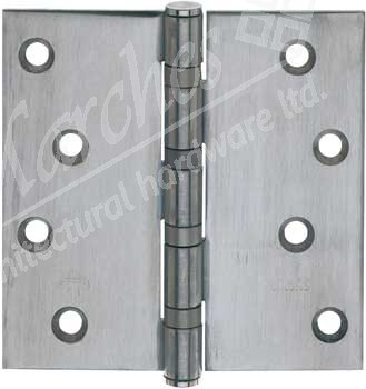 Slimline, stainless steel butt hinge, 102 x 102 mm, square corners