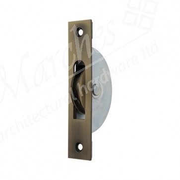1¾" Ball Bearing Sash Pulley Square Ends - Antique Brass
