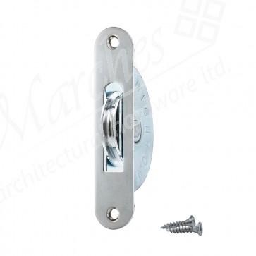 1¾" Ball Bearing Sash Pulley Round Ends - Polished Chrome