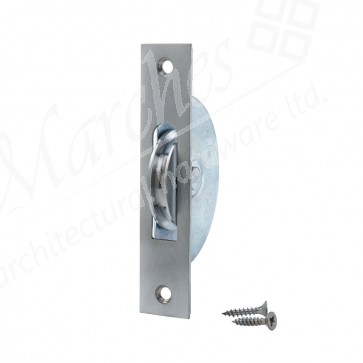 1¾" Ball Bearing Sash Pulley Square Ends - Satin Chrome