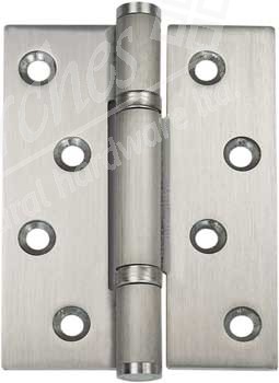 Stainless steel, fixed pin, 3 knuckle, shrouded bearing butt hinge, 102 x 76 mm