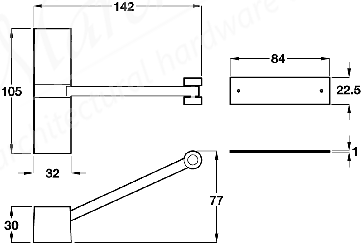 Spring Arm Door Closer - Silver