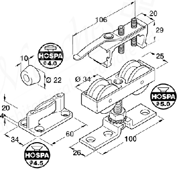 HAWA-Junior 80 /  Inox Fitting Set