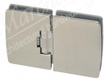 Automatic glass/glass door hinge