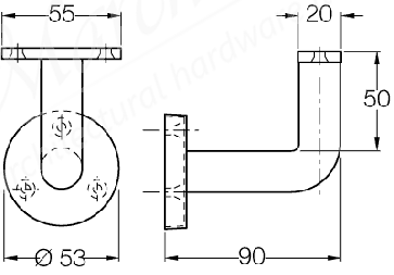 Handrail Bracket Polished Brass