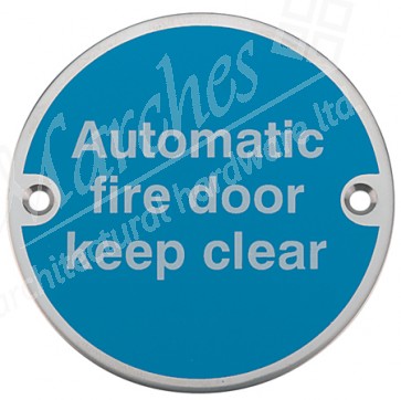 Automatic fire door keep clear fire signs