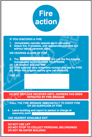 Fire Action Sign 300x200mm