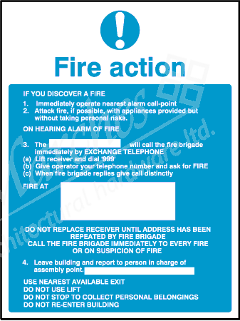 Fire Action Sign 200x150mm