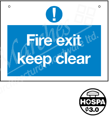 Blue Fire Exit Keep Clear 200x150mm Wht