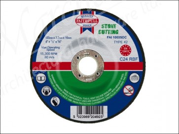 Cut Off Disc for Stone Depressed Centre 100 x 3.2 x 16mm