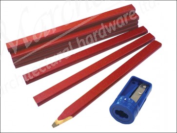 Carpenters Pencils Tube (12) + Sharpener