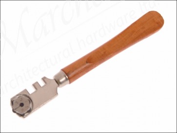 Six Wheel Glasscutter Tungsten Carbide - Wood Handle